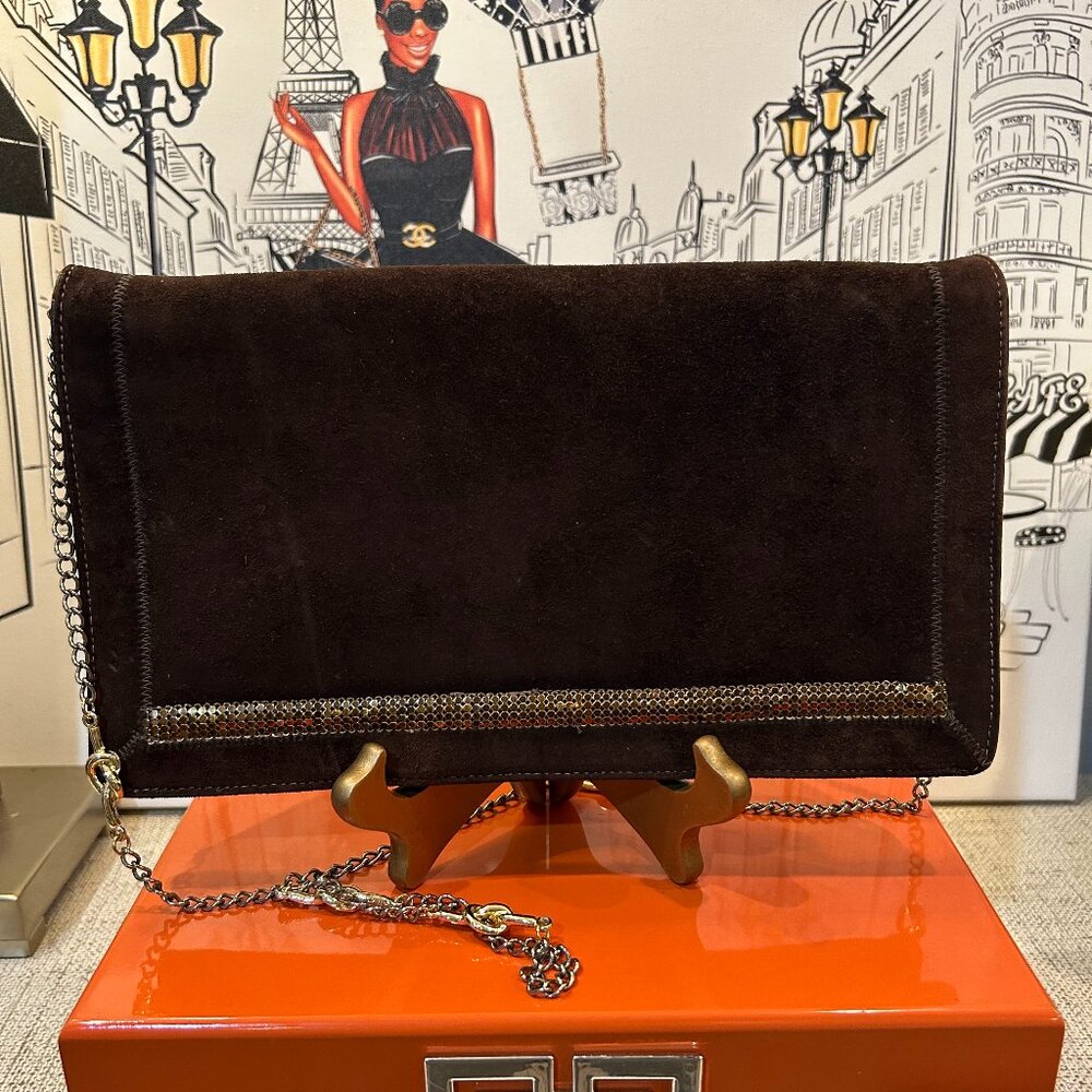 Vintage Bags by Varon Brown Suede Clutch Bag